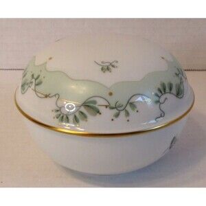 VTG AK Kaiser Porcelain Lidded Trinket Box Tegel Floral Gold Trim Porcelain